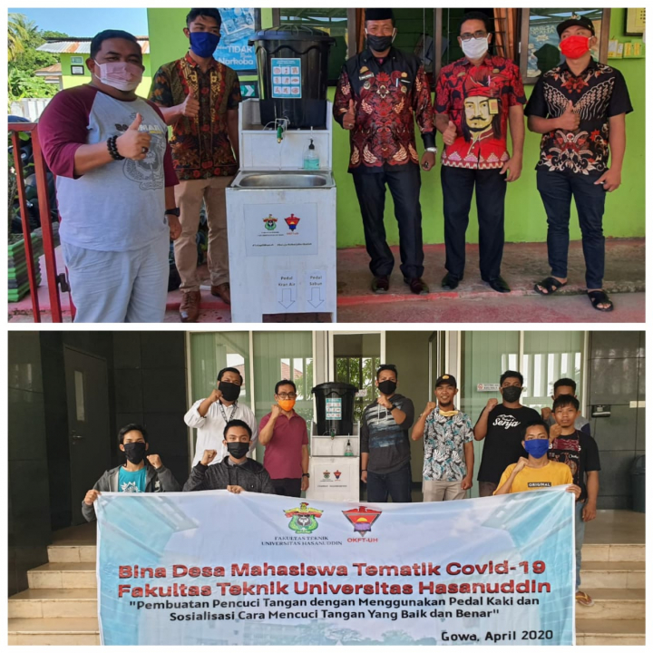 Gelar Program Bina Desa, FT Unhas Bagikan Mesin Pencuci Tangan untuk Masyarakat