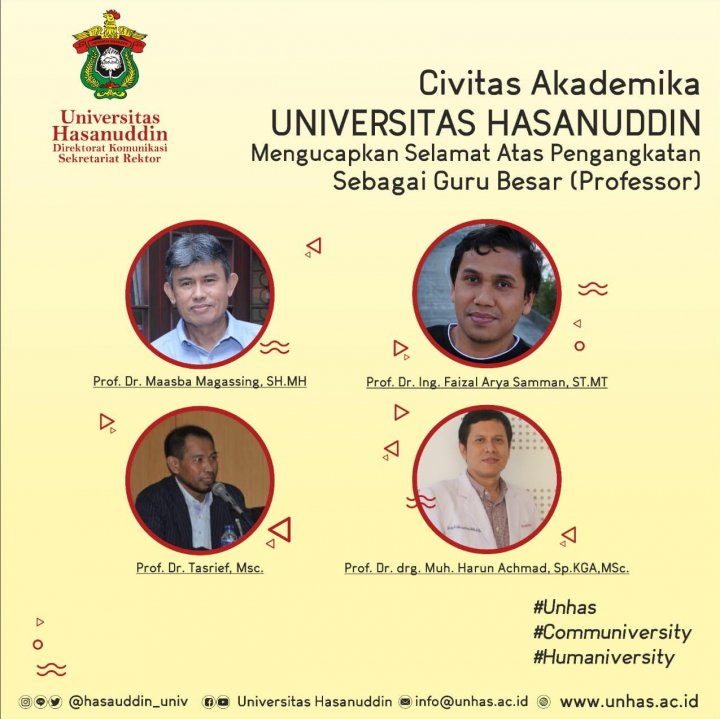 Selamat Kepada 4 Professor Baru Unhas