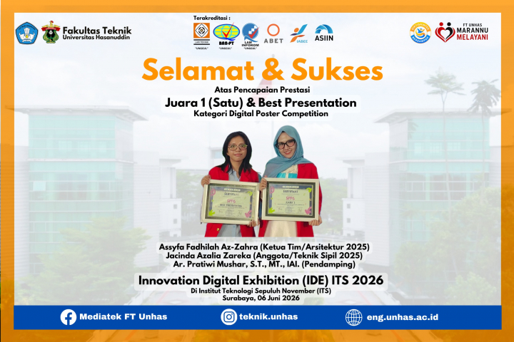 Mahasiswa Arsitektur dan Teknik Sipil FTUH Raih Juara 1 dan Best Presentation pada IDE ITS 2026