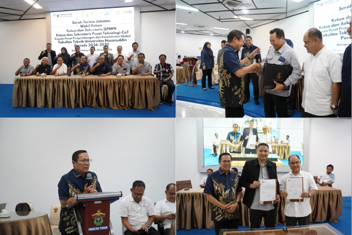 Fakultas Teknik Unhas Gelar Serah Terima Jabatan Pejabat Dekanat dan Unit Strategis Periode 2026–2030